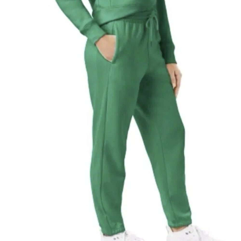Member's Mark Fleece Jogger Pants XXL Green Cotton Blend Ribbed Side Panels NWT